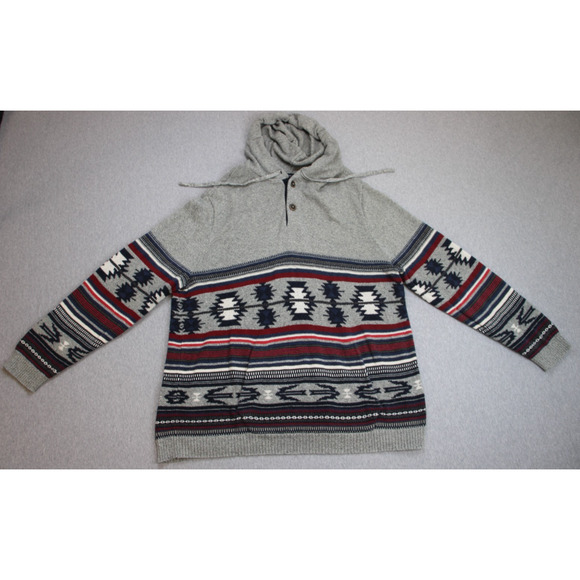 American Eagle Sweater Mens XXL Hoodie 100% Cotton Long Sleeve Aztec Tribal - Picture 1 of 6